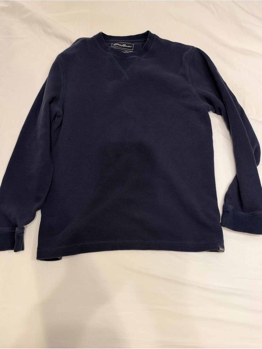 Eddie Bauer Dark Navy Waffle-Knit Crewneck Sweater